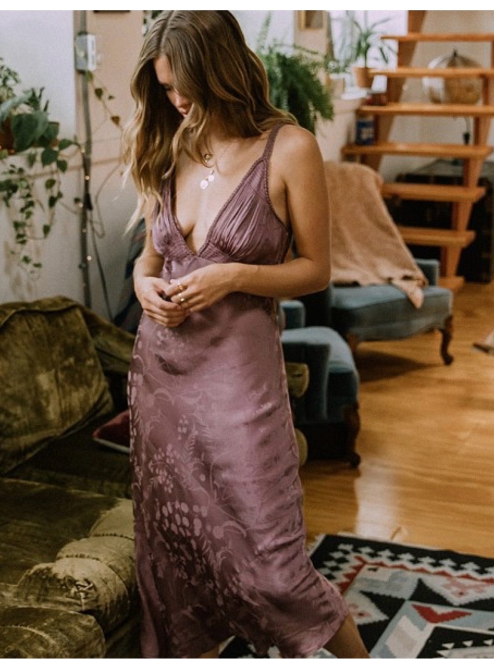 NWT Spell Rosalie Jacquard Slip Dress
